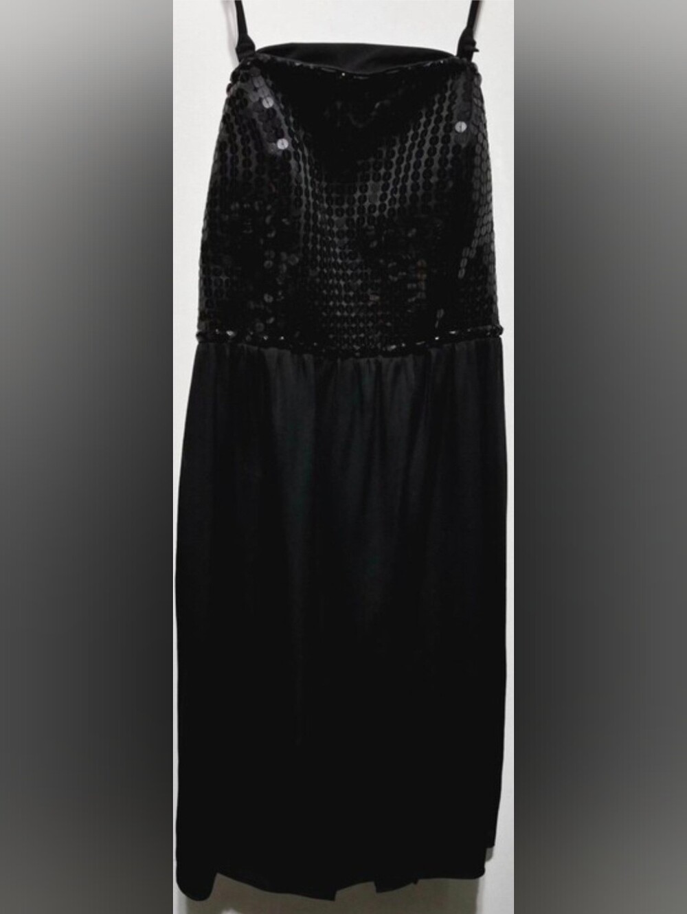 ANTONIO MELANI Black Sequin Bodice Midi Dress